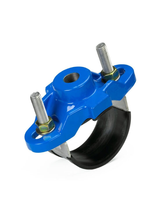 Image showcasing the robust and versatile Universal Tapping Saddle-Thread Outlet, designed for easy installation on various pipe types in residential, commercial, and industrial settings.