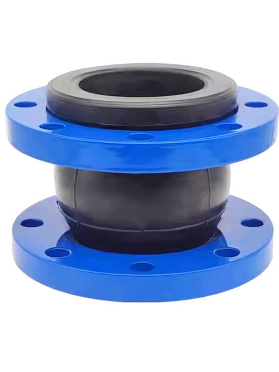 Pipe expansion joint with a durable rubber body and flanged connection, designed to reduce stress and vibration in piping systems.