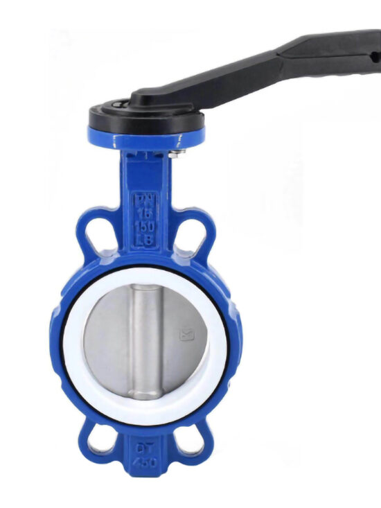 PTFE lined butterfly valve with cast iron body and aluminum handle