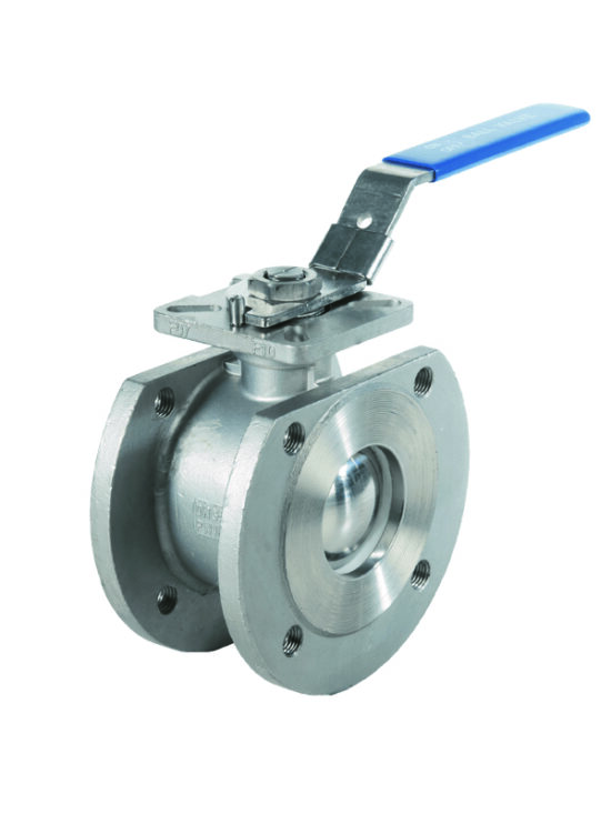 wafer type ball valve featuring forged steel construction with flanged ends, designed for high-pressure applications in industrial piping systems.